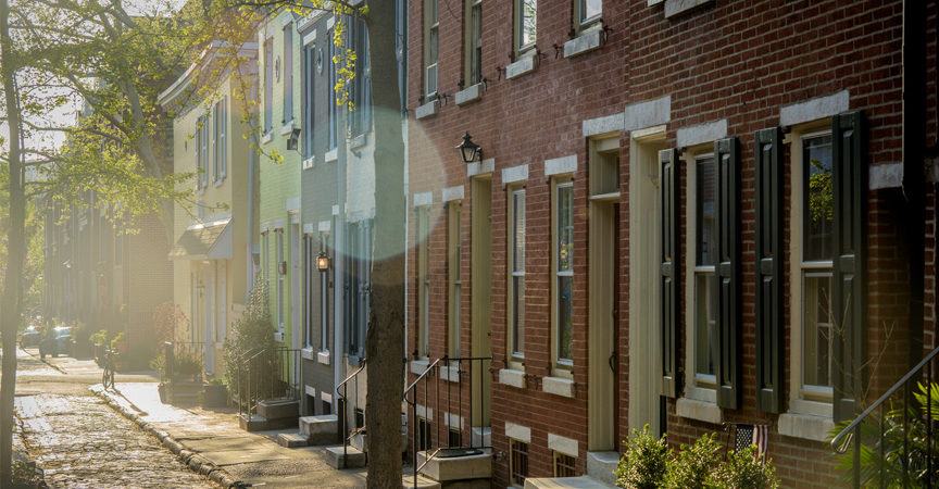 Philadelphia Brick Rowhomes in the Sunset