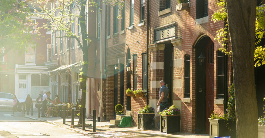 Rittenhouse Philadelphia Neighborhood at Sunset
