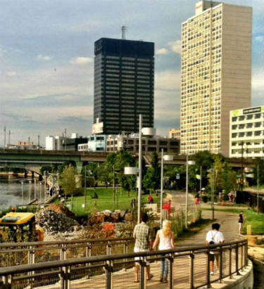 The parks along the Schuylkill attract joggers and walkers, residents and office workers throughout the year.