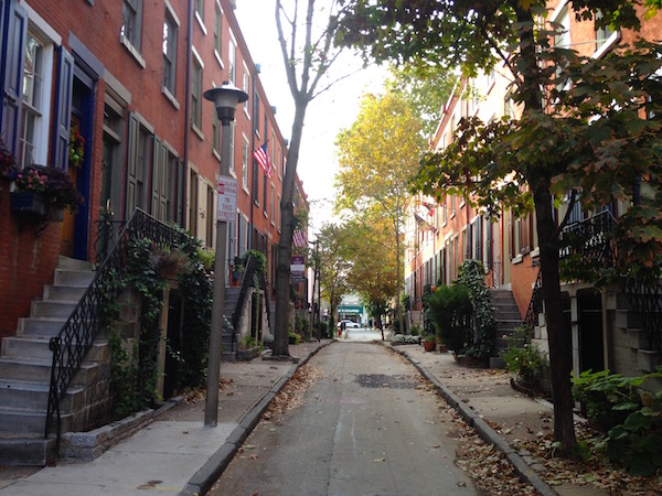 The narrow cartway of the 1900 block of Waverly