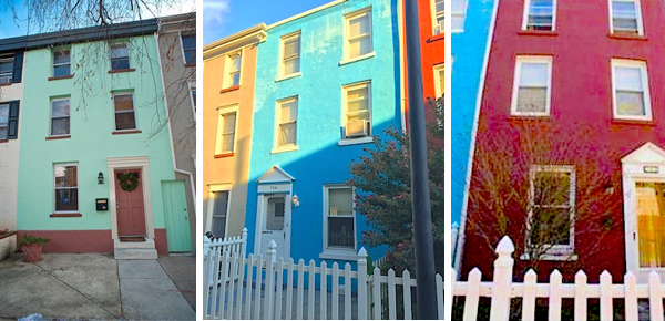 The contemporary, candy-colored facades of the 700 block of Miller Street