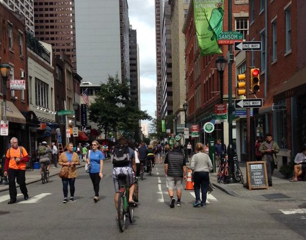 One of the "open streets" (aka streets without cars) during the Papal visit in September