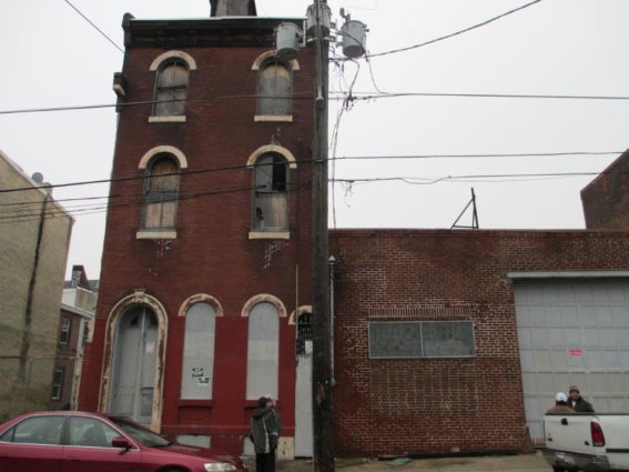 The existing rowhouse at 1338 North 5th Street, the facade and front half of which are incorporated into the project