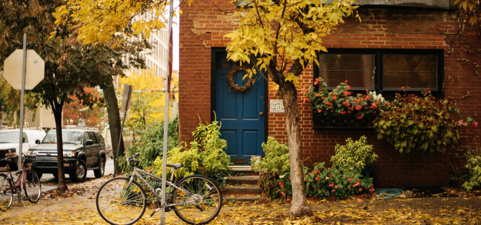 fallen leaves in philadelphia rowhome