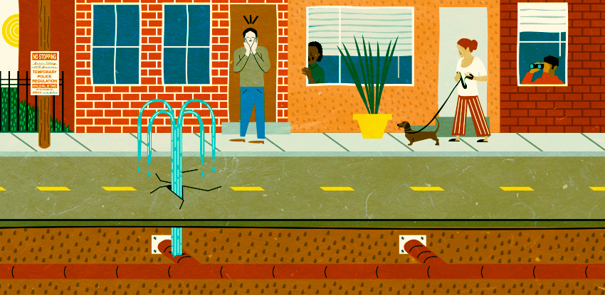 Broken Sewer Line Illustration by Gregory Dyson.