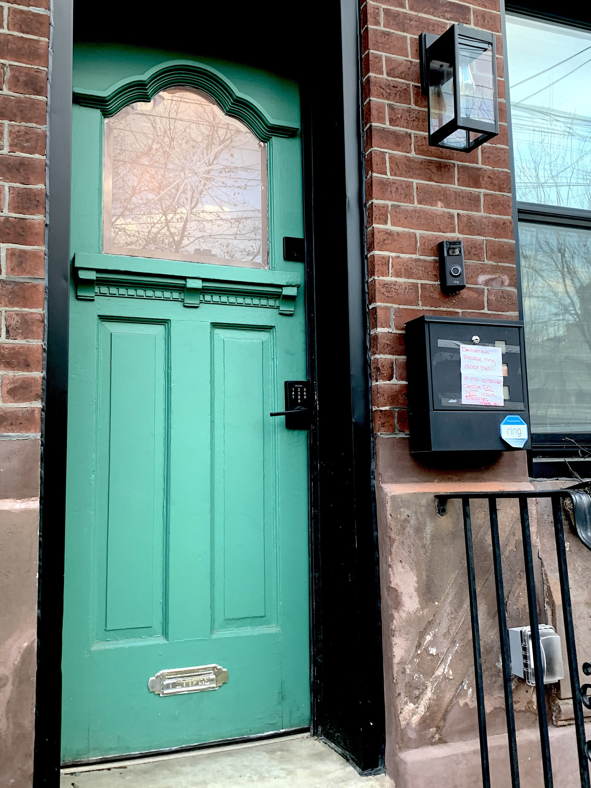 "Hollywood" Door: Painted front door with etched star detail.