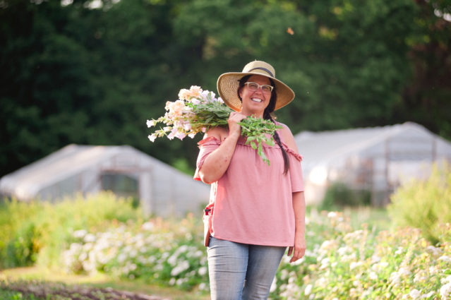 Jenni Love in her farm in Roxborough. Image courtesy of Love N' Fresh Flowers.