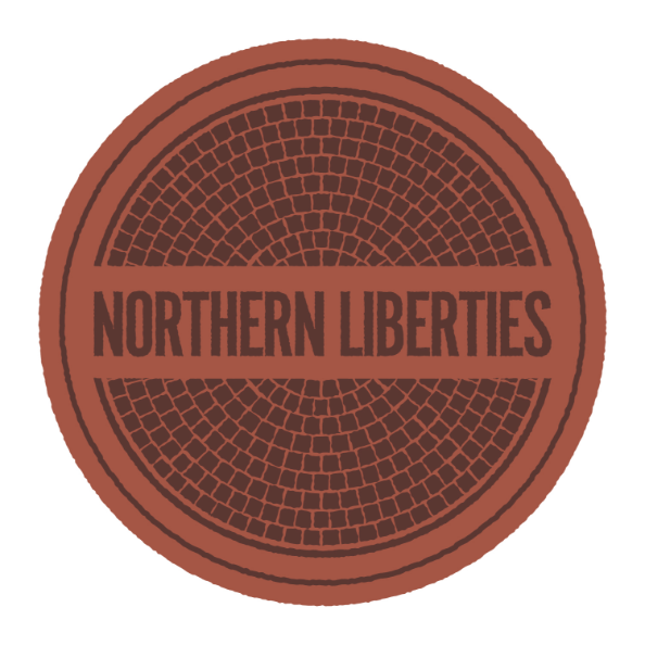 Neighborhood badges for Northern Liberties, Fishtown, and Kensington that Greg illustrated for the website's neighborhood pages.