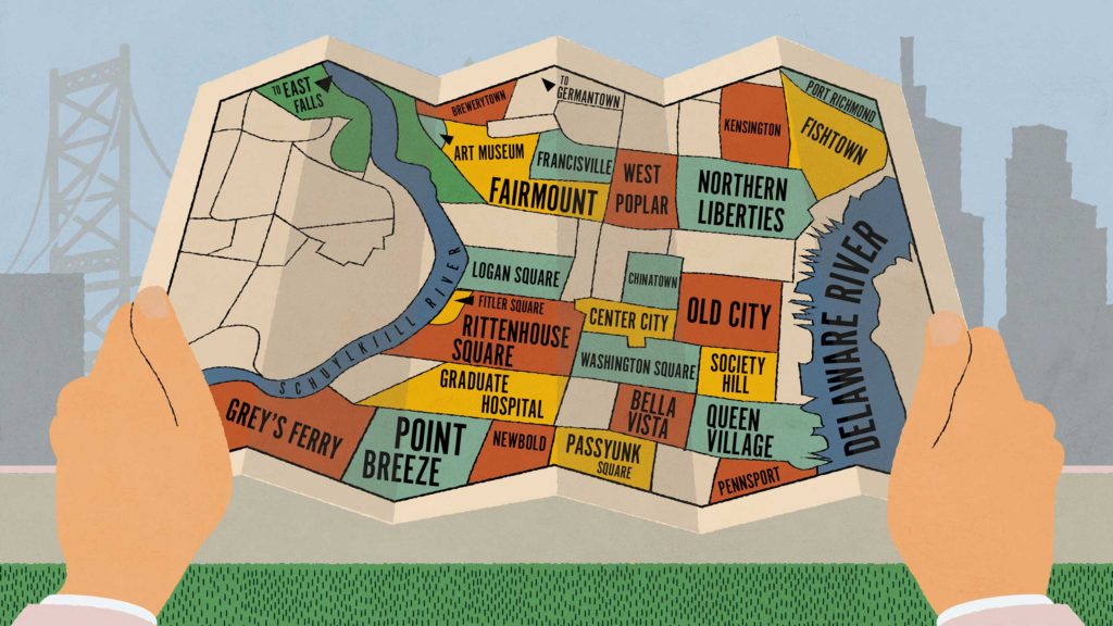 hands holding a map with some of the  best neighborhoods for rentals