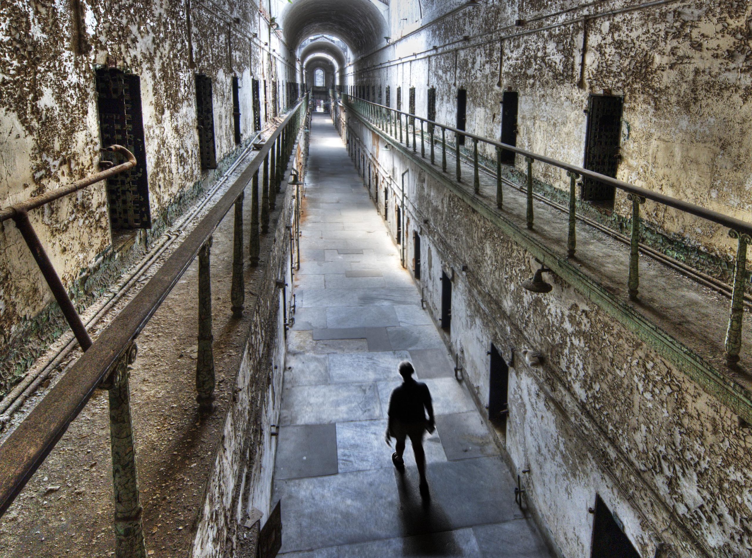Man in Cellblock 7. Photographer John Van Horn. Image courtesy of Eastern State Penitentiary.