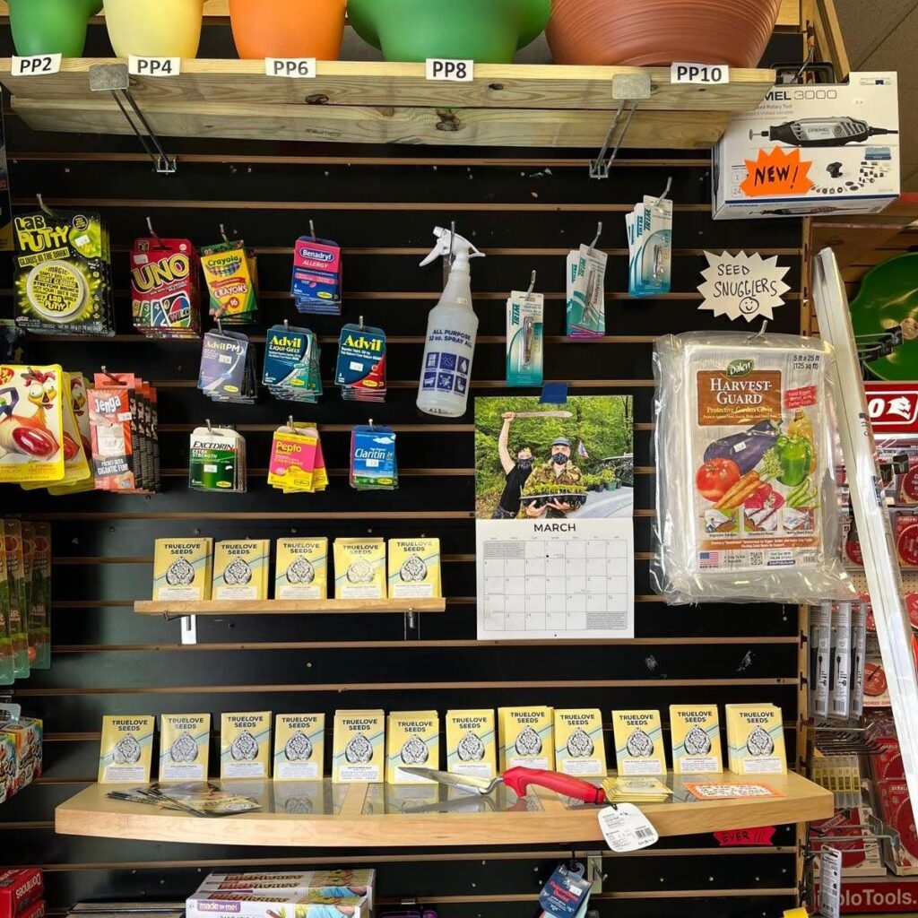 True Love Seeds at Woodland Building Supply. Image courtesy of True Love Seeds.