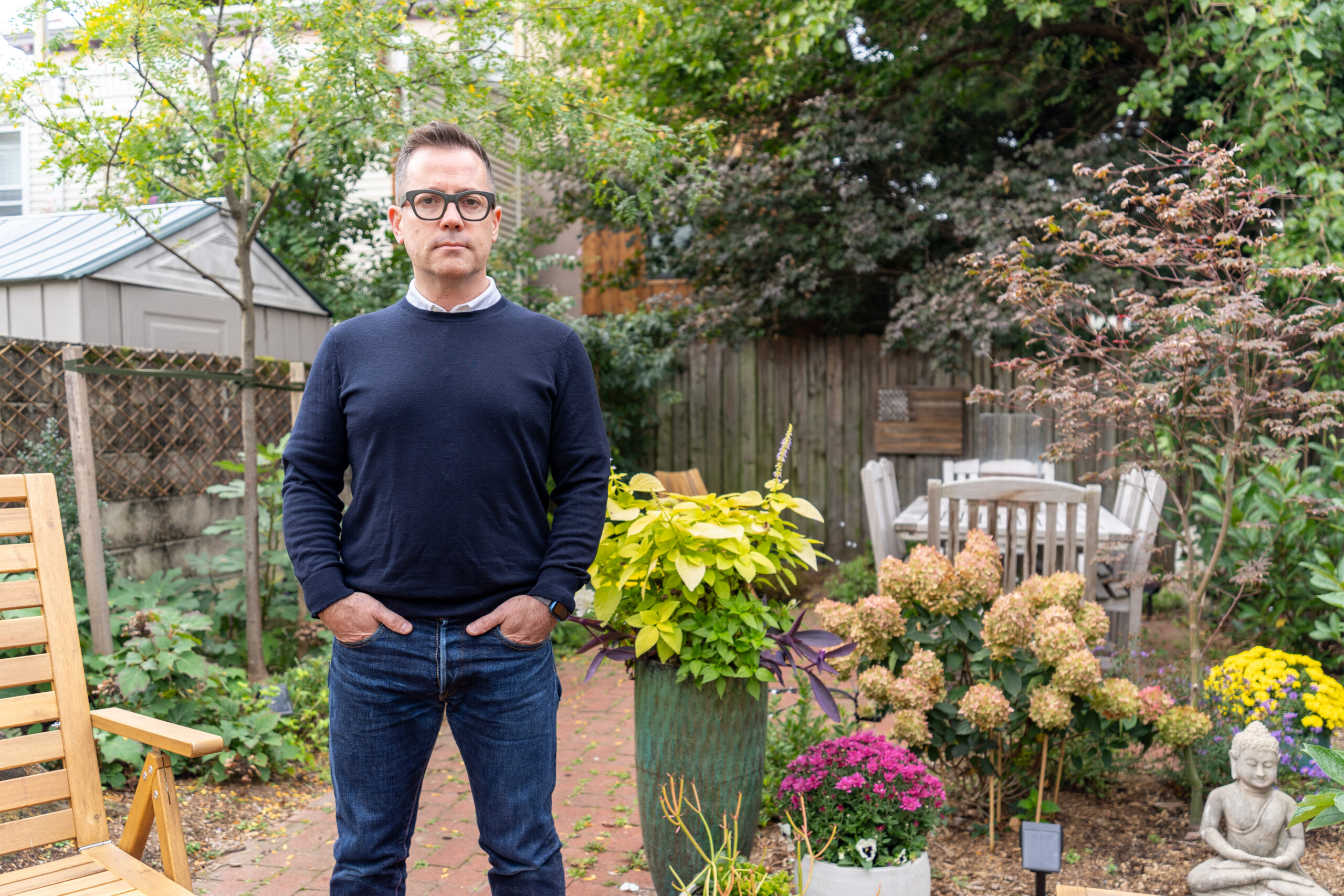 Michael McTigue in his new garden